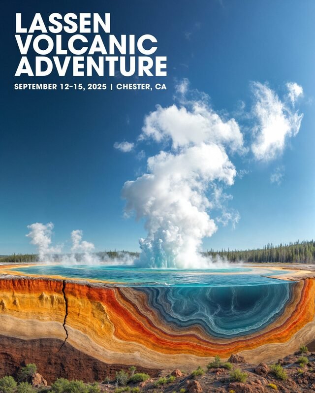 Lassen Volcanic Adventure poster, geyser